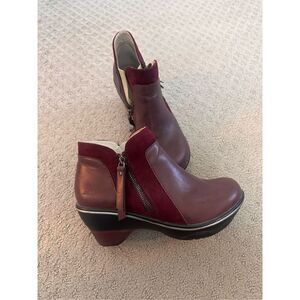 Jambu JBU Pilot Encore Leather Suede Boots Wine size 8.5